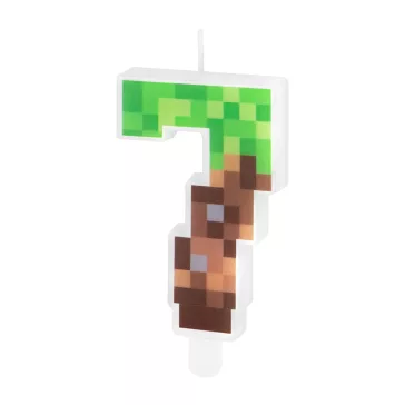7-es szám alakú pixel tortagyertya műanyag beszúróval