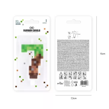 7-es szám alakú pixel tortagyertya műanyag beszúróval