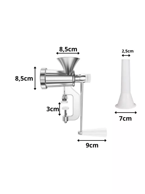 kézi húsdaráló kolbásztöltő fejjel alumínium hajtókaros daráló