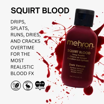 Mehron Squirt Blood Dark Venous – professzionális víz alapú SFX vér (60 ml)