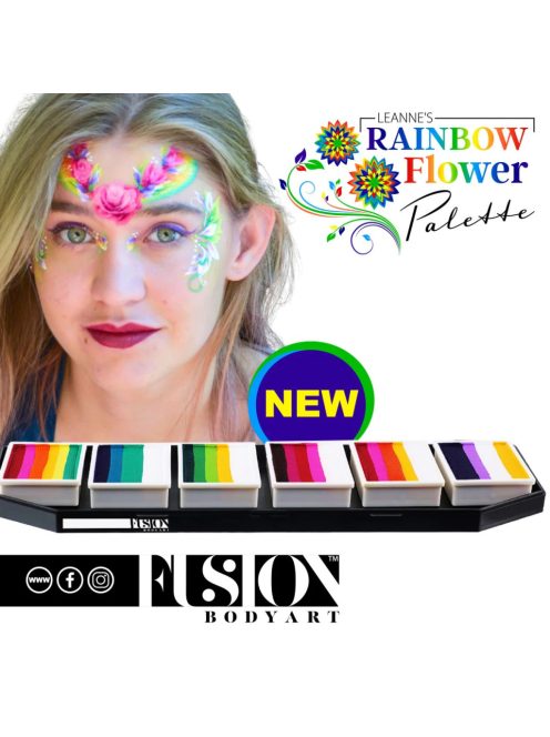 Leanne's Rainbow Virág Paletta 6 mini split cake-kel, virágmintás arcfestéshez