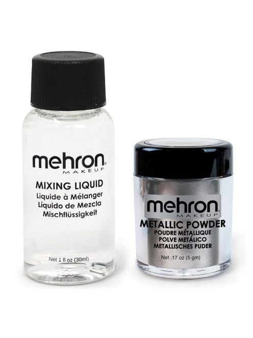 Mehron Metallic Powder Silver + - Mixing Liquid 