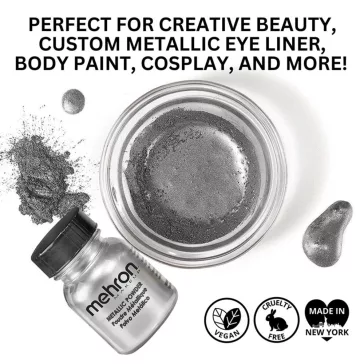 Mehron Metallic Powder Silver + - Mixing Liquid 