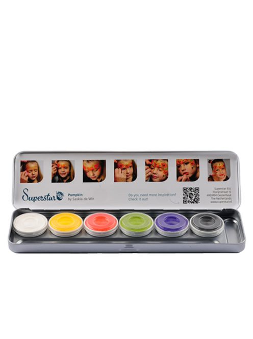 Superstar 6 színű arcfesték készlet a legnépszerűbb Halloween színekkel (fekete, narancs, piros, zöld, lila, fehér), professzionális ijesztő sminkekhez