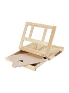 Asztali festőállvány, íróasztali rajztábla, fiókos fa bőrönd, dőlésszög állítható, hordozható művész állvány, akvarell, olajfestés, hobbi festőállvány