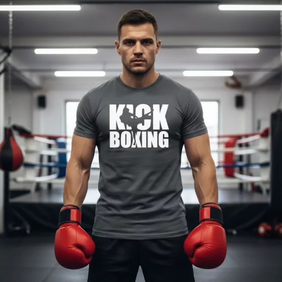 Kick Boxing kereknyakú pamut póló kick box mintával uniszex