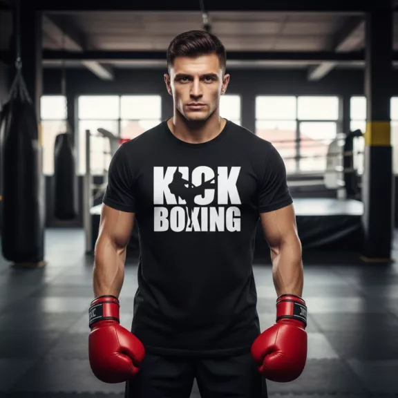 Kick Boxing kereknyakú pamut póló kick box mintával uniszex