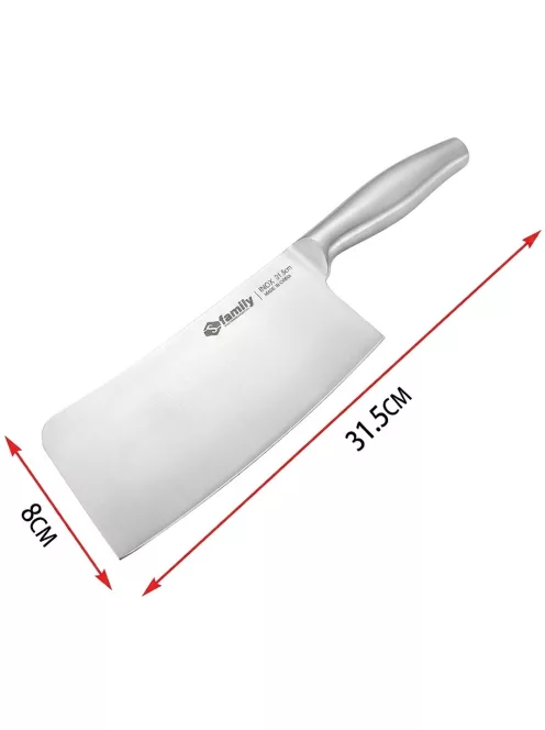 Professzionális rozsdamentes konyhai bárd 31,5 cm hosszúságban, 8 cm széles pengével