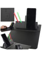 Vezeték nélküli töltős egérpad, Qi indukciós telefon töltő, asztali rendező, tolltartó, minimalista design, irodai kiegészítő, home office