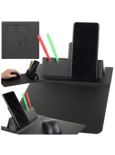 Vezeték nélküli töltős egérpad, Qi indukciós telefon töltő, asztali rendező, tolltartó, minimalista design, irodai kiegészítő, home office