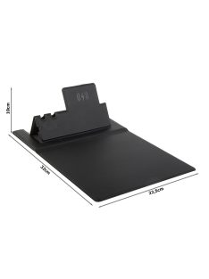 Vezeték nélküli töltős egérpad, Qi indukciós telefon töltő, asztali rendező, tolltartó, minimalista design, irodai kiegészítő, home office