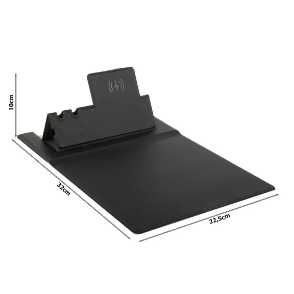 Vezeték nélküli töltős egérpad, Qi indukciós telefon töltő, asztali rendező, tolltartó, minimalista design, irodai kiegészítő, home office