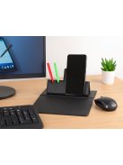 Vezeték nélküli töltős egérpad, Qi indukciós telefon töltő, asztali rendező, tolltartó, minimalista design, irodai kiegészítő, home office