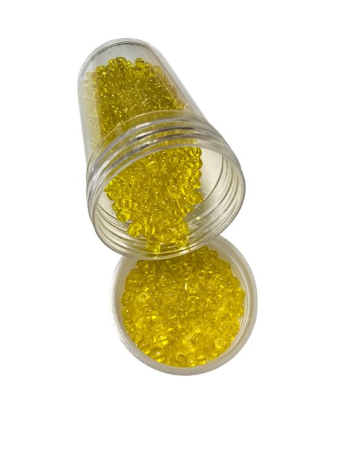 Kásagyöngy - átlátszó 20g sárga 2 mm