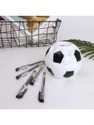 Focilabda alakú asztali rendező fehér és fekete színben, tolltartó funkcióval, íróasztal kiegészítő gyerekeknek és felnőtteknek