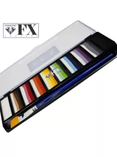 Diamond FX Flóra és Fauna csíkos arcfesték paletta 10x10g, professzionális "one stroke" festék természetes, virágos és állati árnyalatokkal, bőrbarát