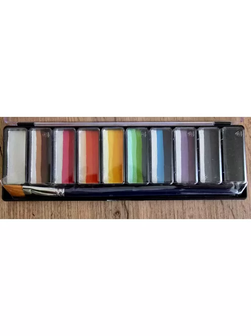 Diamond FX Flóra és Fauna csíkos arcfesték paletta 10x10g, professzionális "one stroke" festék természetes, virágos és állati árnyalatokkal, bőrbarát