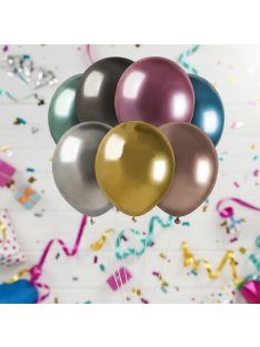 Balonevi metál gömb lufi vegyes króm színekben 25 cm