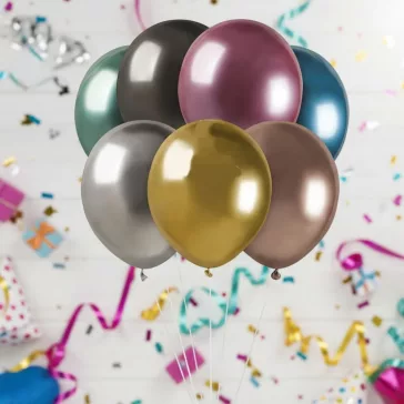 Balonevi metál gömb lufi vegyes króm színekben 25 cm
