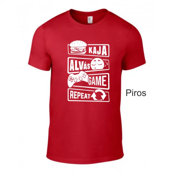 Póló - Kaja, Alvás, Game, Repeat
