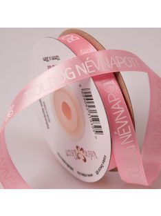   Boldog névnapot feliratos szatén szalag - 12 mm Rózsaszín