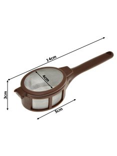 Alumínium teaszűrő kosár, hőálló műanyag fogantyúval, szálas tea és kávé főzéséhez.