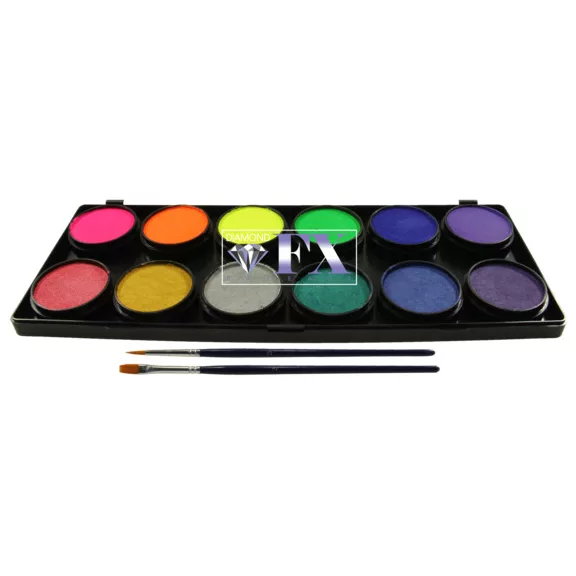 Diamond FX UV neon és metál arcfesték paletta 12 színnel