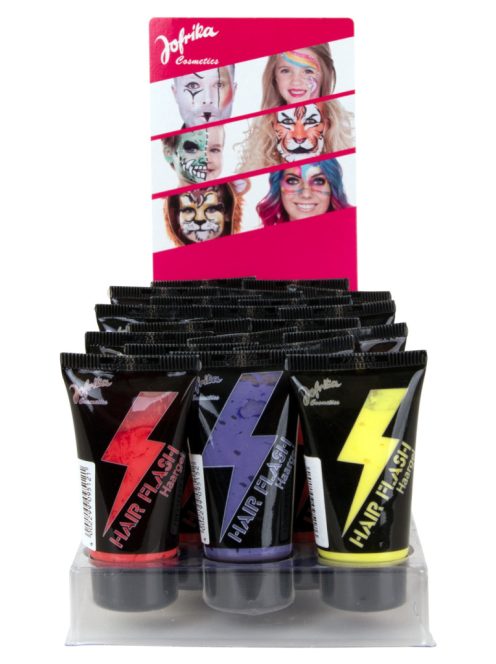 Jofrika Flash márkájú, színes hajzselé 30 ml-es tubusban, élénk 4 színben.