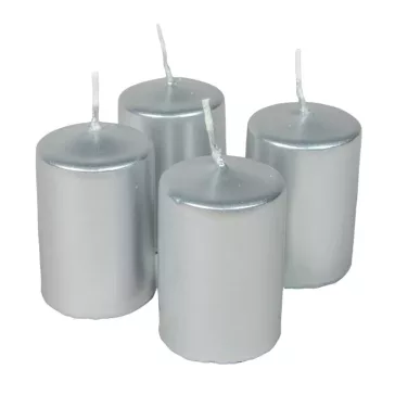 Adventi gyertya metál ezüst 4db/cs 40x60 mm