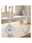 Rozsdamentes csipeszes konyhai szűrő 28,7 cm hosszú, 10 cm-es szűrőfejjel