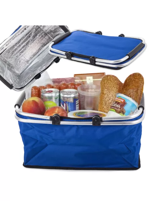 Összecsukható hőszigetelt piknikkosár alumínium kerettel piknikhez és bevásárláshoz