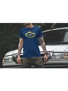 Check Engine póló, motorhiba jelző, vicces autós póló, autós ajándék