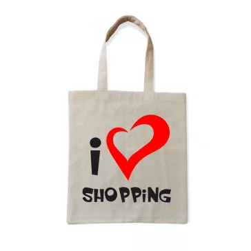Vászon bevásárló szatyor, I Love Shopping