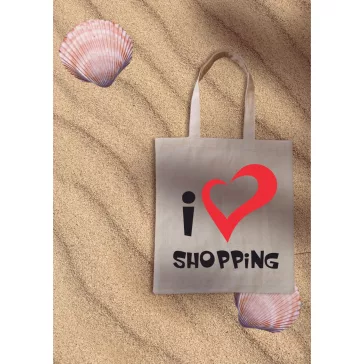 Vászon bevásárló szatyor, I Love Shopping