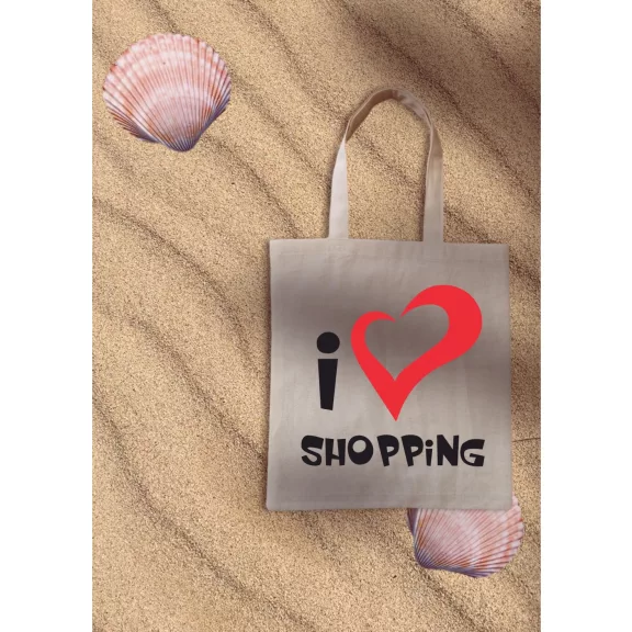 Vászon bevásárló szatyor, I Love Shopping