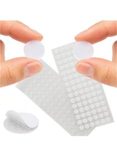 Öntapadós fehér tépőzár pöttyök 18mm, 500 darabos szett kreatív rögzítéshez.