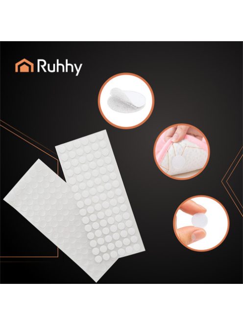 Öntapadós fehér tépőzár pöttyök 18mm, 500 darabos szett kreatív rögzítéshez.