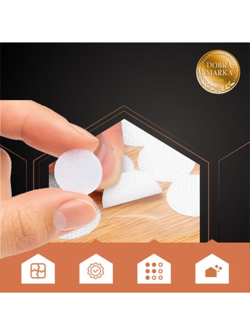 Öntapadós fehér tépőzár pöttyök 18mm, 500 darabos szett kreatív rögzítéshez.