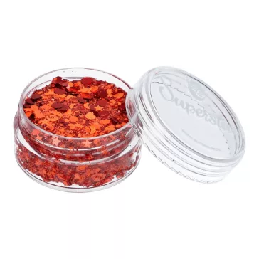 Narancs-piros Superstar chunky glitter krém átlátszó tégelyben