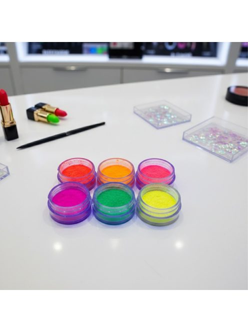 KiviArt UV/Neon Kozmetikai Csillámpor készlet - 6 db/cs