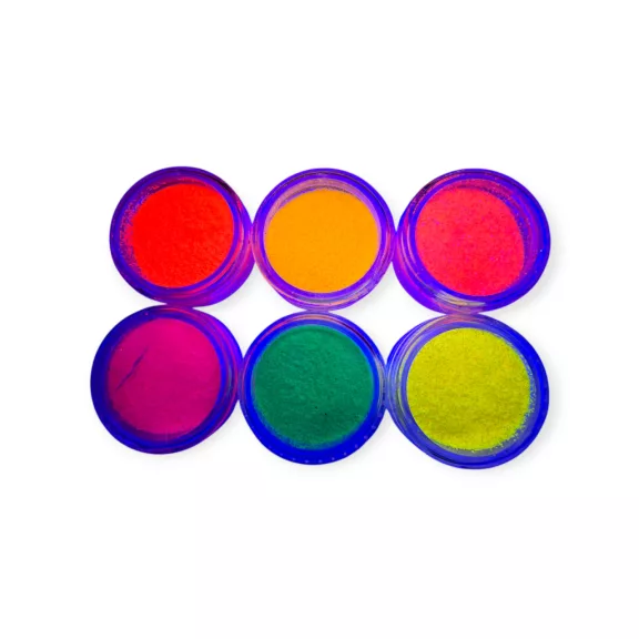 KiviArt UV/Neon Kozmetikai Csillámpor készlet - 6 db/cs