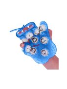 Kék színű kézi testmasszírozó kesztyű 9 forgó fémgolyóval, cellulit és izomfájdalom elleni masszázshoz