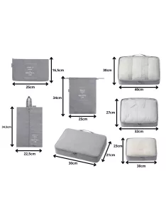 7 darabos bőröndszervező készlet ruhák és poggyász rendszerezéséhez utazáshoz