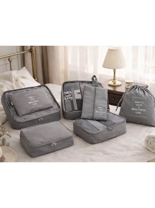 7 darabos bőröndszervező készlet ruhák és poggyász rendszerezéséhez utazáshoz