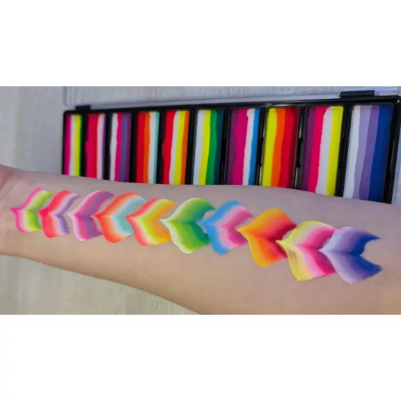 PXP Professional Colours arcfesték paletta Princess Lines Lyudmyla Kotovával, 10 színű splitcake és rainbow cake arcfesték készlet.