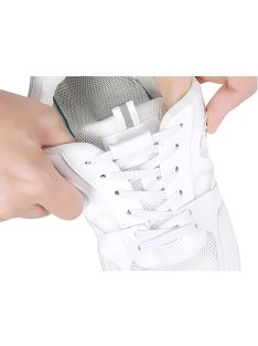 Kötés nélküli, rugalmas, gumis cipőfűző egy pár fém rögzítő kapoccsal fehér színben.