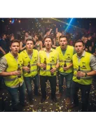 Láthatósági biztonsági mellény STAFF felirattal vagány mintával legénybúcsúhoz.