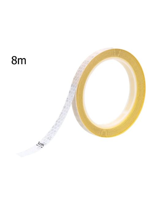 Fényvisszaverő szalag, öntapadós, 8 méter, kerékpárra, motorra, autóra, babakocsira, biztonsági matrica, láthatóság növelése, éjszakai közlekedés