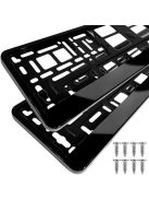 univerzális fekete rendszámtábla keret 2 db-os szett, rugalmas ABS anyag, rezgésmentes kivitel