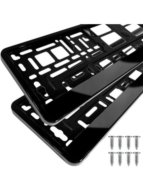 univerzális fekete rendszámtábla keret 2 db-os szett, rugalmas ABS anyag, rezgésmentes kivitel